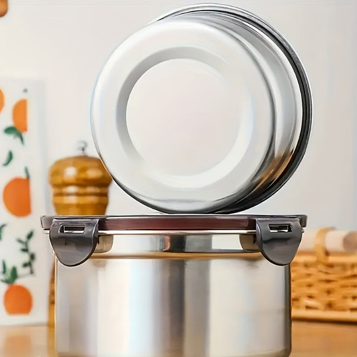 Juego de 3 Recipientes Herméticos para Alimentos de Acero Inoxidable con Tapas, Contenedores Reutilizables Antifugas para Ensaladas y Snacks, Boles Airtight, Esenciales de Cocina