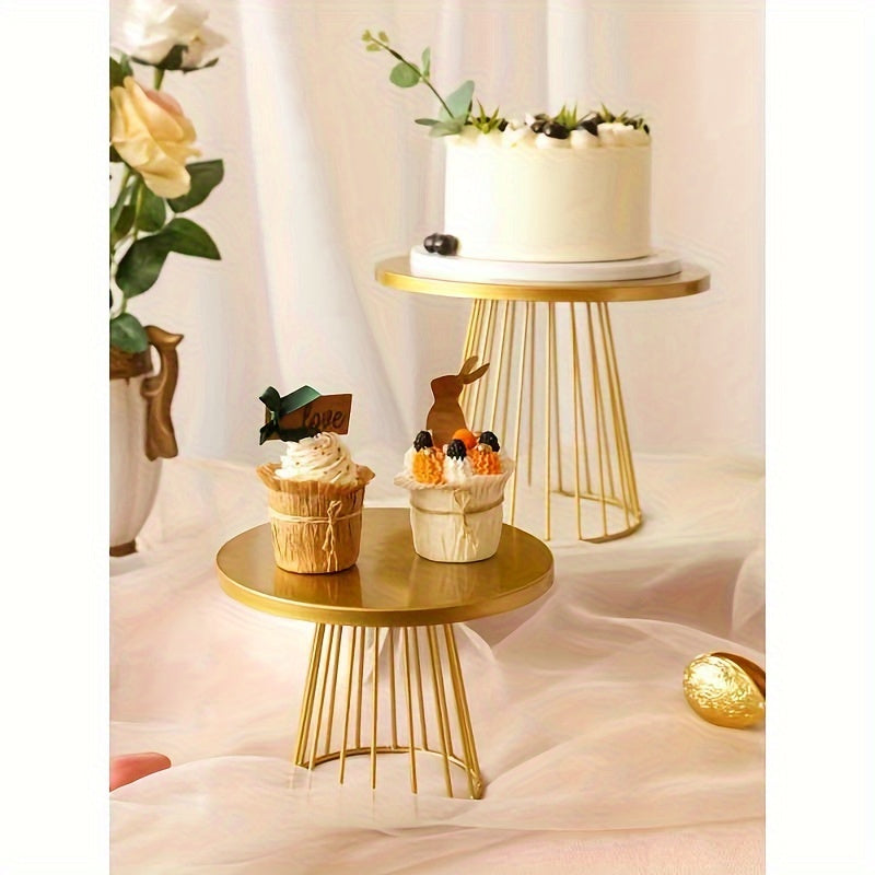Soportes de Pastel de Alambre Dorado Elegantes - Perfectos para Postres de Boda o Fiesta
