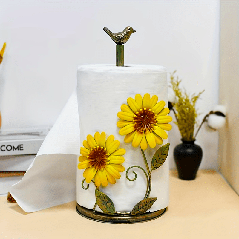 Un Porta-Paños con Diseño de Girasol, una Estilosa y Robusta Caja de Almacenamiento de Papel para Uso Doméstico, Adecuada para la Cocina y el Baño, que Sirve como Caja de Almacenamiento y Decoración para el Hogar.