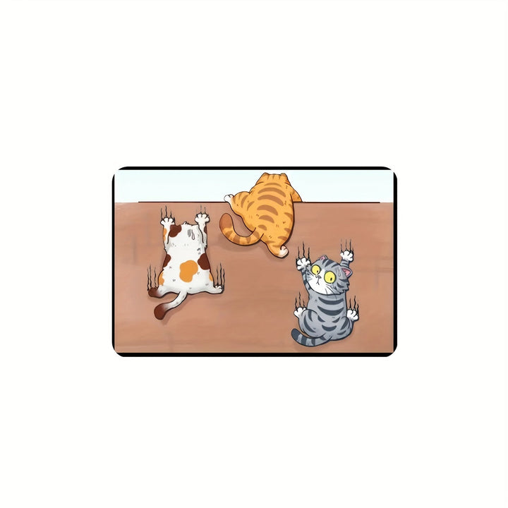 Alfombra Antideslizante De Caricatura De Gato Lindo, Absorbente Y Lavable Para Entrada, Sala De Estar, Cocina, Baño, Decoración De Hogar Duradera De Poliéster