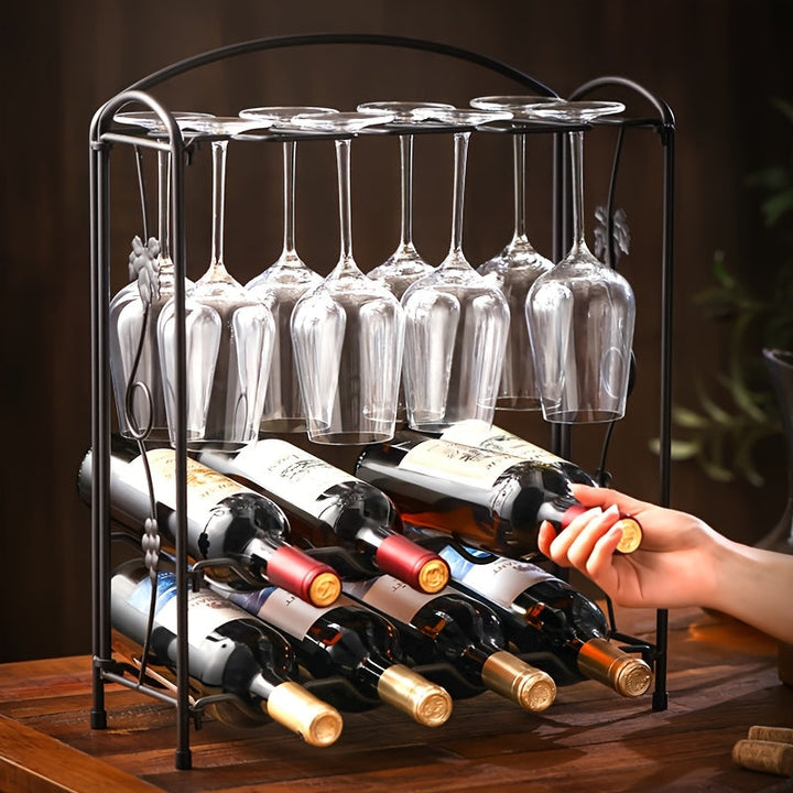 Soporte de Vino Independiente para Suelo, Estante Rústico con Almacenamiento y Repisa para Botellas, Soporte para 4 Botellas en Cocina, Comedor u Oficina, Color Marrón Rústico