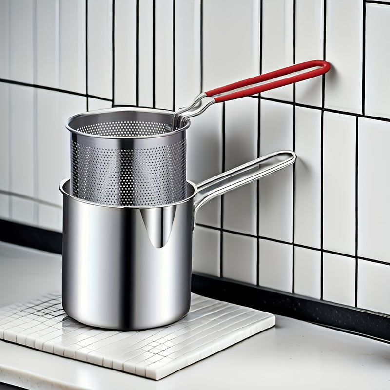 Freidora de Acero Inoxidable Resistente con Filtro Integrado - Freidora Comercial y Doméstica, Tapa de Gran Apertura, Diseño Fácil de Limpiar - Sin Necesidad de Electricidad, Ideal para Papas Fritas, Pollo, Pescado - Aparato Compacto que Ahorra Espacio e