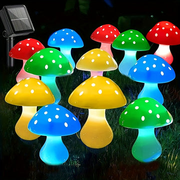 Luz solar para jardín exterior con 8 modos, 8 LED en forma de hongo, iluminación de paisaje, sensor de luz, ideal para camping, patio, senderos, paisajismo, bodas y fiestas