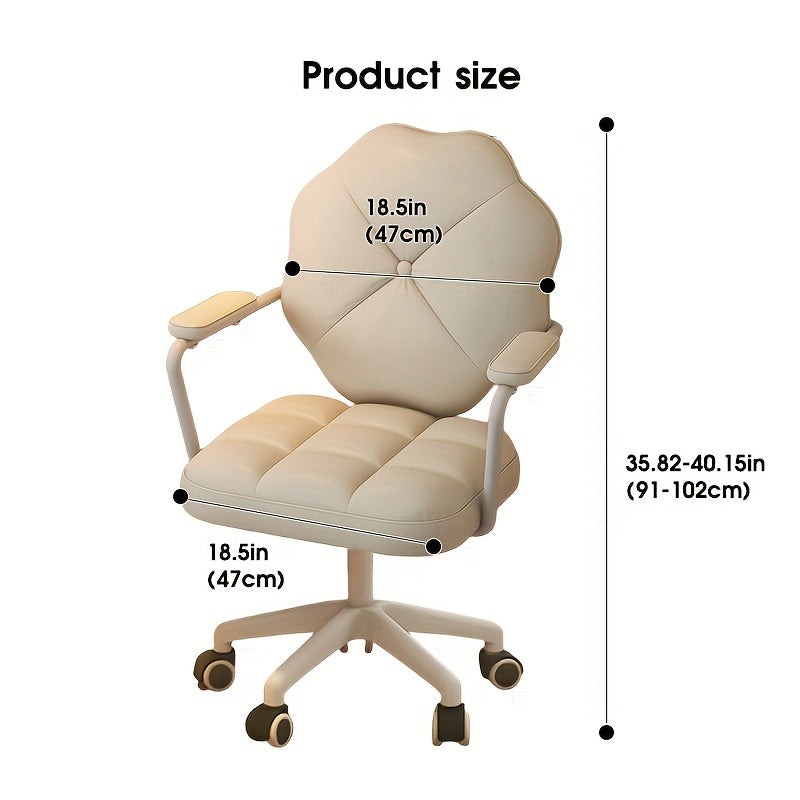 Butaca Ergonómica para Juegos de Computadora - Silla de Oficina en Blanco Crema con Estructura Metálica, Acolchado de Espuma de Alta Densidad y Soporte Trasero Sólido, Fácil Montaje para Estudio en Casa, Dormitorio o Sala de Juegos