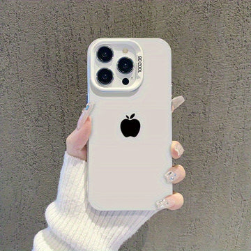 Estuche Minimalista de Negocios con Patrón de Manzana Plateada Adecuado para iPhone 16 PRO MAX, iPhone 15 PRO MAX 14 16 PLUS 15 13 12 11 7 8P X XR XS MAX, Funda Móvil Anti-Caída de Alta Estética Modelo A429TYBL68