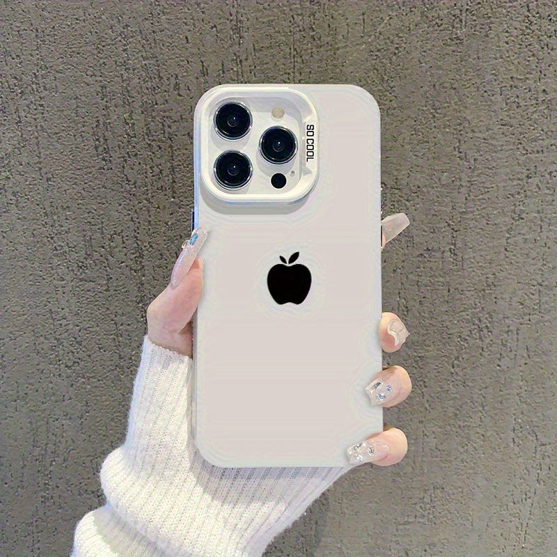 Estuche Minimalista de Negocios con Patrón de Manzana Plateada Adecuado para iPhone 16 PRO MAX, iPhone 15 PRO MAX 14 16 PLUS 15 13 12 11 7 8P X XR XS MAX, Funda Móvil Anti-Caída de Alta Estética Modelo A429TYBL68