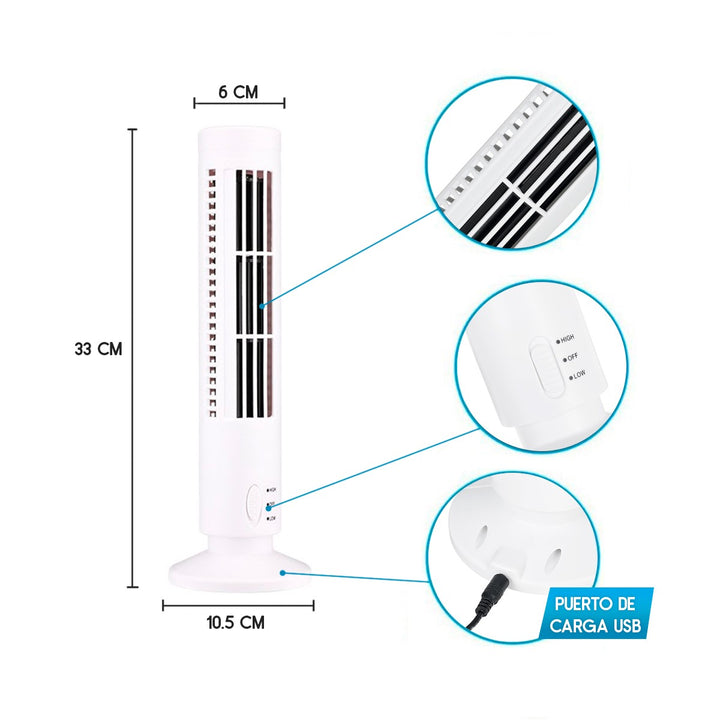 Mini Ventilador Torre USB Climatizador Portátil MVUSB