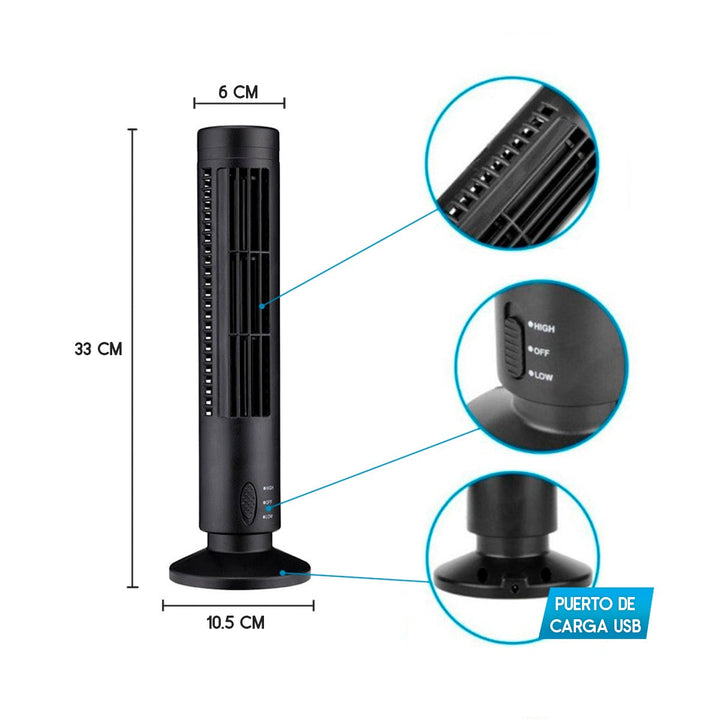 Mini Ventilador Torre USB Climatizador Portátil MVUSB