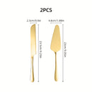 Juego de 2 cuchillos para pastel y pala para pizza de acero inoxidable dorado - Ideal para cumpleaños, bodas, fiestas y ocasiones especiales, perfecto para servir postres y pizzas, utensilios para ocasiones especiales | Vajilla elegante | Cubiertos durad
