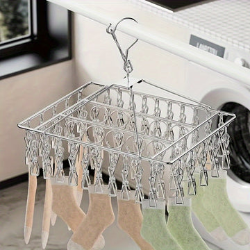 Perchero multipinzas de acero inoxidable para cortavientos, perchero pulido para secar calcetines de metal, pinza sólida gruesa para calcetines domésticos, perchero para secar ropa interior y calcetines en el balcón