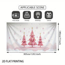 Banner de puerta 2D, 1 unidad, decoración navideña Árbol de Navidad rosa, poliéster, para regreso a clases, fiesta hawaiana, fondo de decoración de habitación, decoración de jardín exterior