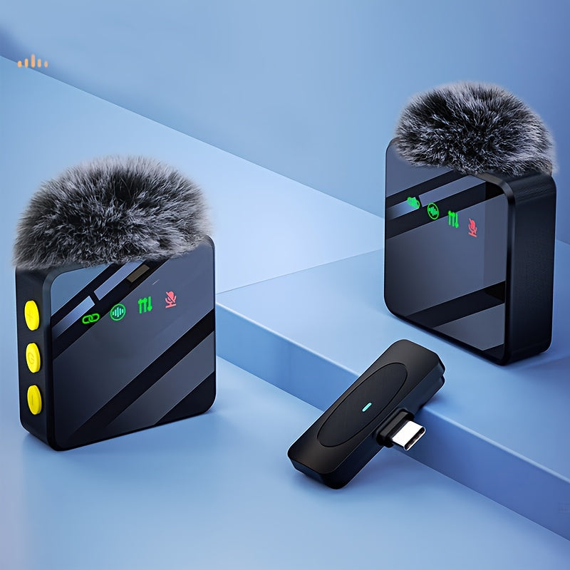 Sistema de micrófono de solapa inalámbrico profesional SENWUKO - Carga USB-C, batería de litio, grabación silenciosa con función de silencio, diseño moderno en negro para streaming y llamadas, SENWUK
