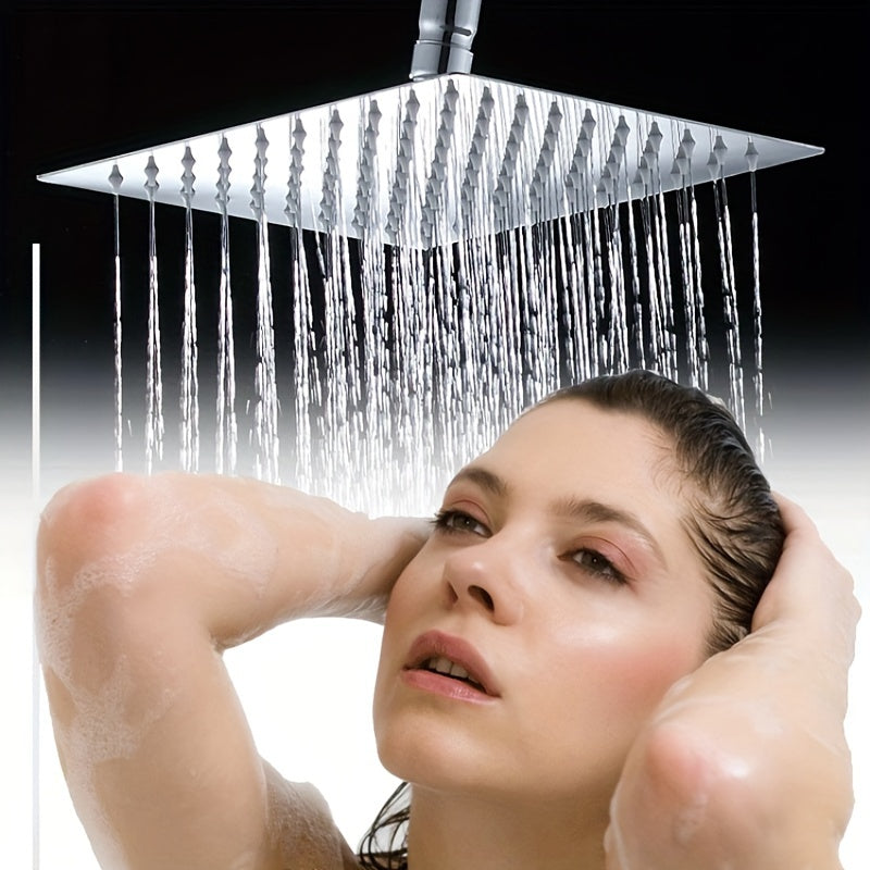 Rociador de Ducha de Acero Inoxidable Lujoso - Cabezal Cuadrado Grande Montado en la Pared, Chorro de Alta Presión para la Elegancia y Confort Último en el Baño, Accesorios de Ducha, Decoración de Regalo de Navidad/Halloween
