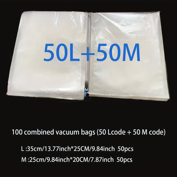 100pcs Bolsas de Sellado al Vacío Premium - Grado Comercial para Almacenamiento y Frescura de Alimentos, Ideales para Cocinas Domésticas, Compatibles con Todas las Máquinas Selladoras al Vacío