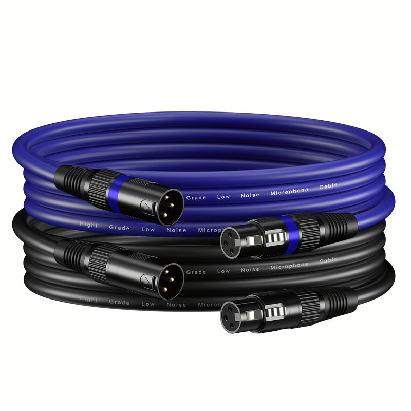 2 cables de micrófono XLR AOKEO ensamblados, cables de audio XLR balanceados de 3 pines, cables Ethernet Cat5E, redondos, conectores de disco flexible, adecuados para estudios, podcasts, amplificadores, cámaras y altavoces.