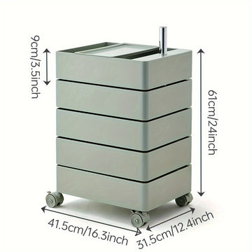 Carrito organizador rodante de 5 niveles con ruedas, estilo escandinavo - Organizador versátil sin necesidad de ensamblaje para oficina, sala o cocina | Plástico resistente al agua, diseño multifuncional, cajas de almacenamiento para organizar