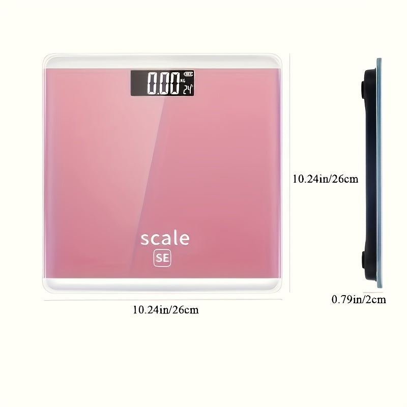 1pc Báscula de baño digital, Báscula de peso corporal inteligente con pantalla de temperatura interior, alimentada por batería, ≤36V, sin batería incluida