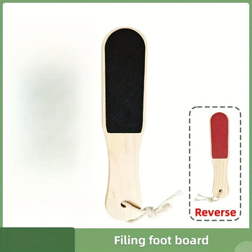 Limpiador de Pies Doble Cara con Mango de Madera, Herramienta para Pedicura, Eliminador de Callosidades y Papel de Lija Beige Claro, Cuidado de los Pies
