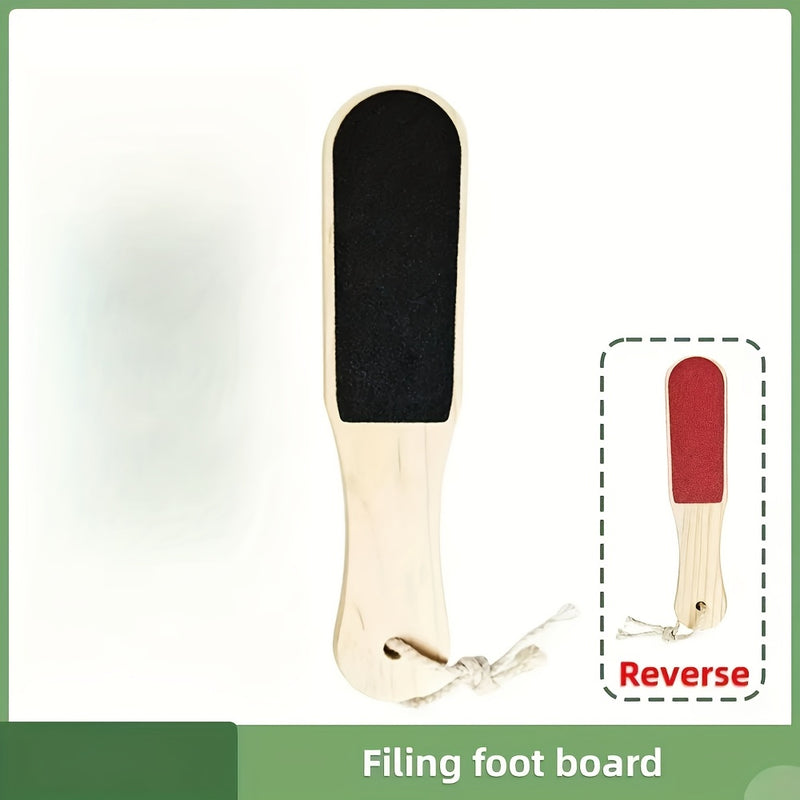 Limpiador de Pies Doble Cara con Mango de Madera, Herramienta para Pedicura, Eliminador de Callosidades y Papel de Lija Beige Claro, Cuidado de los Pies