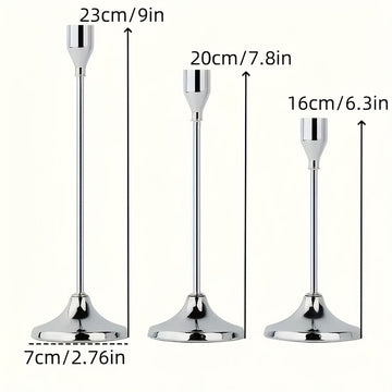 Juego de 3 Piezas de Candelabros Cónicos de Metal para Decoración de Fiestas Navideñas - Candelabro con Vela Cónica Adecuado para Bodas, Fiestas de Cumpleaños y Decoración de Mesas en Casa (Velas No Incluidas)