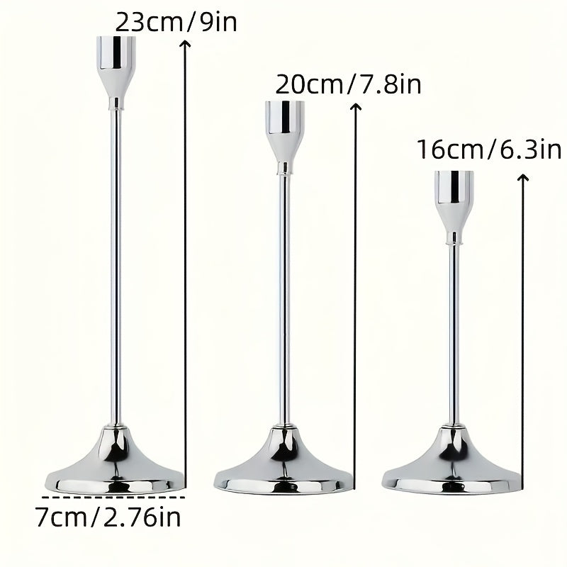 Juego de 3 Piezas de Candelabros Cónicos de Metal para Decoración de Fiestas Navideñas - Candelabro con Vela Cónica Adecuado para Bodas, Fiestas de Cumpleaños y Decoración de Mesas en Casa (Velas No Incluidas)