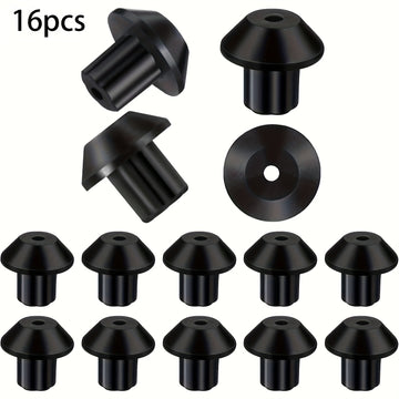 Conjunto de 16 Pies de Goma Resistentes al Calor para Reemplazo en Rejillas de Quemadores de Estufa de Gas - Amortiguadores Negros Duraderos con Diseño de Múltiples Orificios para Estabilidad y Protección, Accesorio de Cocina | Acabado Elegante | Materia
