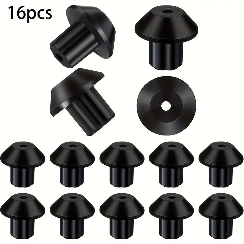 Conjunto de 16 Pies de Goma Resistentes al Calor para Reemplazo en Rejillas de Quemadores de Estufa de Gas - Amortiguadores Negros Duraderos con Diseño de Múltiples Orificios para Estabilidad y Protección, Accesorio de Cocina | Acabado Elegante | Materia