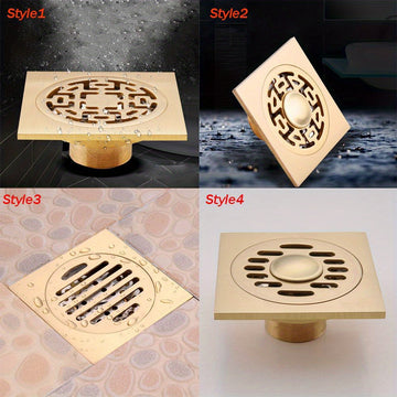 1pc Desagüe de Ducha de Piso de Cobre Cuadrado, Desagüe de Piso para Bañera y Ducha, Evitador de Reflujo de Drenaje de Baño