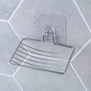 Porta jabón de acero inoxidable para montar en la pared, instalación sin taladro, diseño con drenaje, forma rectangular, aspecto moderno y elegante para almacenamiento en el baño, accesorios para baño, soporte para jabón duradero