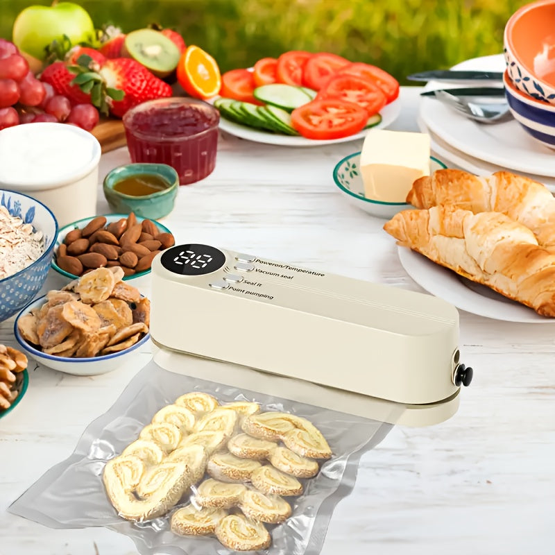 Sellador de vacío automático portátil con función de sellado de snacks - Batería de litio recargable por USB de 1200mAh, ideal para almacenamiento de alimentos a largo plazo para cocina, pícnic al aire libre y más, sella carnes, frutas y verduras, máquin