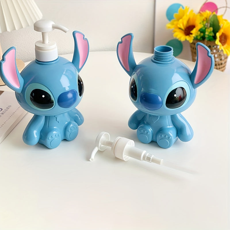 1 Unidad, Botella Vacía Grande De Stitch De Disney - Diseño De Personaje Lindo Para Baño/Champú/Lavado De Manos/Dispensador De Loción, Material Plástico Para Decoración De Baño Y Cocina, Regalo Perfecto Para Halloween Y Navidad