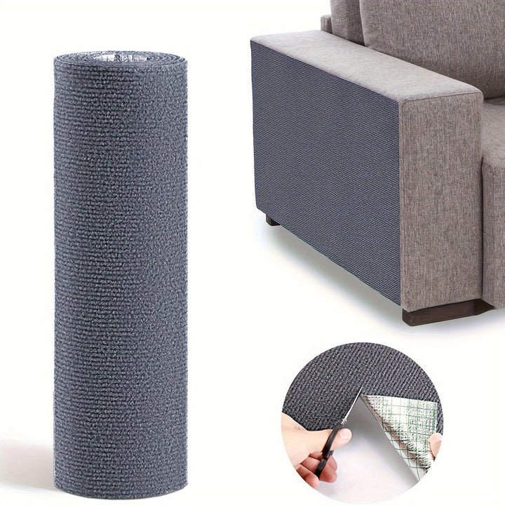 Un rollo de alfombra gris autoadhesiva recortable para soporte de marco de escalada para gatos, alfombra para escalones de muebles de pared para gatos, alfombra para rascar gatos, protector de sofá para rascar gatos, alfombra para rascar gatos