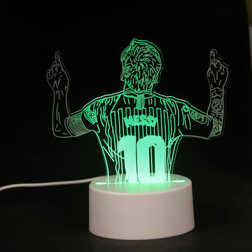 1pc Luz Nocturna LED 3D de Messi - Estrella del Fútbol Verde para Escritorio con Control Gráfico, Alimentada por USB, Interruptor Táctil, Diseño de Trofeo Mate, Perfecta para Aficionados y Entusiastas Deportivos