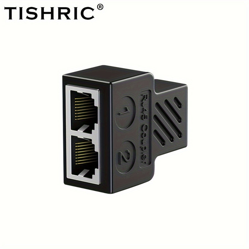 Divisor Ethernet Gigabit TISHRIC - Adaptador de Conector RJ45 de 1 a 2 Puertos, Acabado Mate, Hembra a Hembra