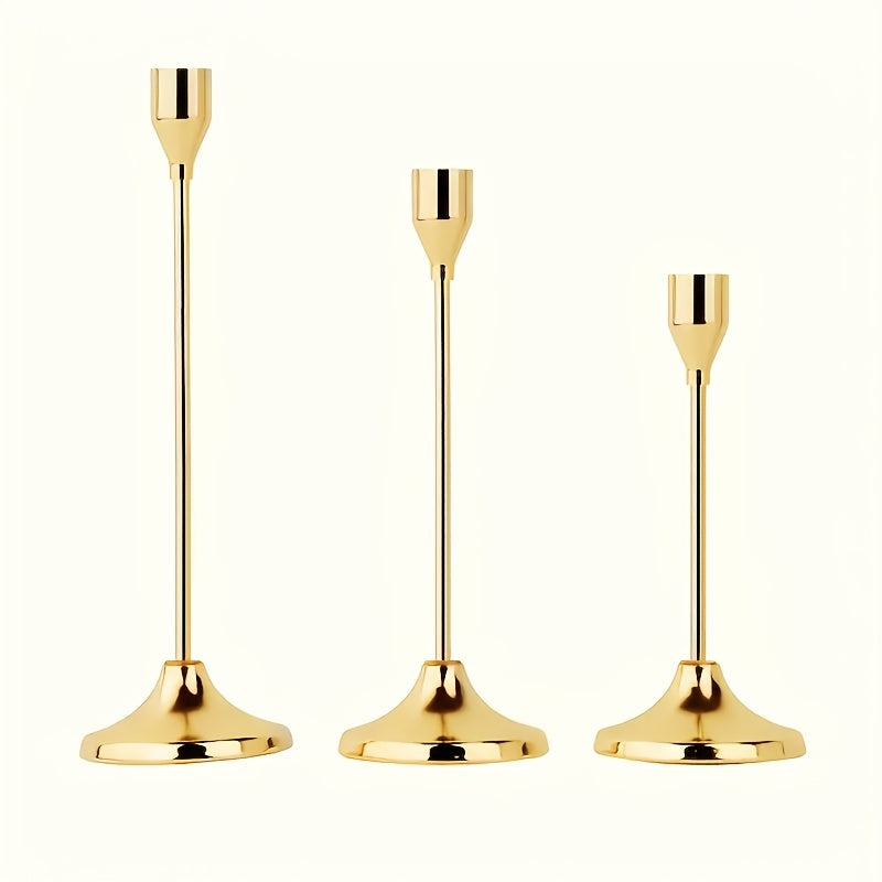 Juego de 3 Piezas de Candelabros Cónicos de Metal para Decoración de Fiestas Navideñas - Candelabro con Vela Cónica Adecuado para Bodas, Fiestas de Cumpleaños y Decoración de Mesas en Casa (Velas No Incluidas)
