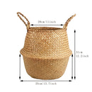 1 Pieza, Cesta De Mimbre Tejida A Mano Con Algas Marinas, Añade Estilo Y Funcionalidad A La Decoración De Tu Hogar Con Este Macetero Tejido