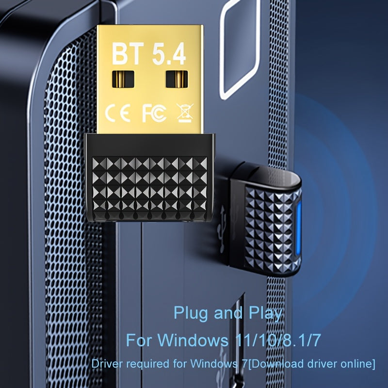 Adaptador Bluetooth USB, Plug & Play para PC, Auriculares, Teclado, Ratón y Altavoces - Compatible con 7 Dispositivos Simultáneamente, Compatibilidad Retrocompatible con BT5.2/5.1/5.0/4.2/4.1/4.0, Bajo Consumo de Energía, Alimentado por USB, Actualizació