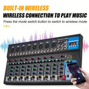 Consola de mezcla profesional NXG de 10 canales con reproducción USB, construcción de aleación, fuente de alimentación operada 110-130V, enchufe estadounidense, mezclador de DJ para presentaciones en escenarios con 99 efectos de reverberación incorporado