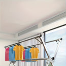 Perchero Plegable de Metal con Barra Doble Ajustable y 20 Ganchos Antiviento, Apto para Uso Interior y Exterior; Solución de Almacenamiento Ahorrador de Espacio para Ropa, Edredones y Ropa de Cama