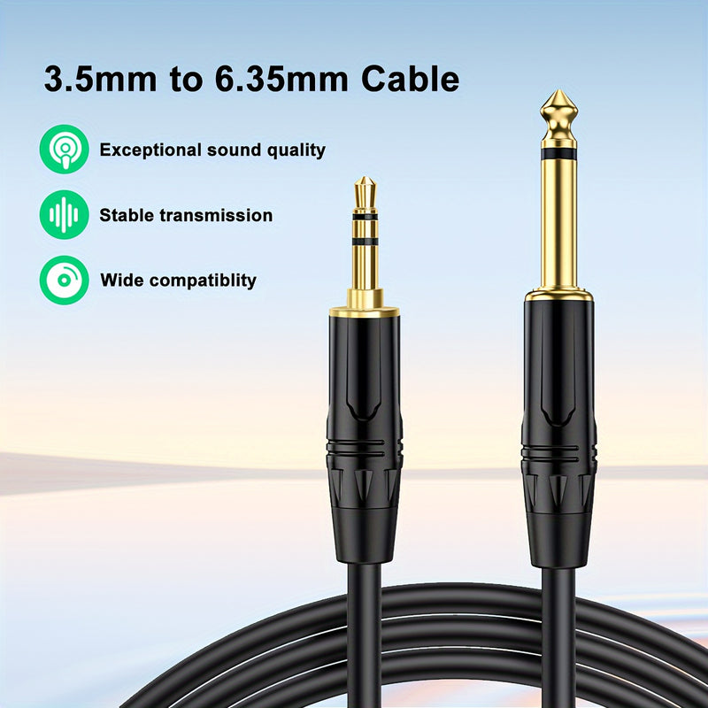 Cable de Audio i-zclive de 3.5mm a 6.5mm, Cable de Audio Mono de Doble Núcleo y Doble Blindaje de 6.35mm, Carcasa de Aleación de Aluminio Cable AUX Macho de 3.5mm a Macho de 6.35mm Aplicable para teléfono móvil, computadora, notebook, tarjeta de sonido,
