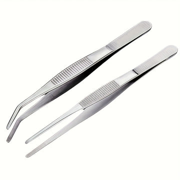 2pcs Pinzas de Acero Inoxidable - Puntas Curvas y Rectas, Empuñadura Ergonómica de Precisión para Jardinería, Cultivo de Suculentas, Arte del Té, Plantas Acuáticas - Herramientas Multiusos Duraderas para el Hogar & Aficionados, Pinzas de Jardín, Acabado