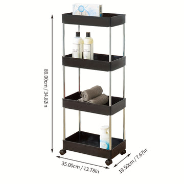 1 unidad de estante de almacenamiento de múltiples capas de 3 niveles / 4 niveles, carrito de utilidad para el hogar, caja y estante organizador de bocadillos, organizador de baño con ruedas, estante de especias de cocina, organización y almacenamiento p