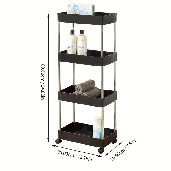 1 unidad de estante de almacenamiento de múltiples capas de 3 niveles / 4 niveles, carrito de utilidad para el hogar, caja y estante organizador de bocadillos, organizador de baño con ruedas, estante de especias de cocina, organización y almacenamiento p