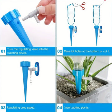 20 piezas de regadera automática con boquilla ajustable, que cuenta con una válvula de liberación lenta adecuada para grifos de EE. UU./UE, plástico duradero para plantas de vacaciones al aire libre - Colores aleatorios, boquilla de manguera de jardín, c