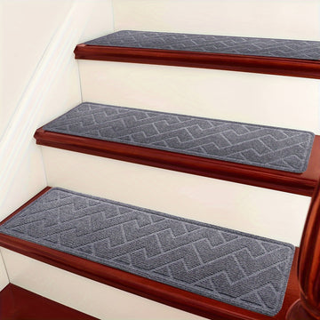 7/15pcs Peldaños Antideslizantes para Escaleras, 76.2x20.32 cm - Tapetes de Seguridad Autoadhesivos Reutilizables para Pasos de Madera en Interiores, Ideales para Ancianos y Mascotas, Patrón Chevron, Lavables a Máquina