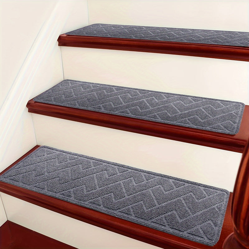 7/15pcs Peldaños Antideslizantes para Escaleras, 76.2x20.32 cm - Tapetes de Seguridad Autoadhesivos Reutilizables para Pasos de Madera en Interiores, Ideales para Ancianos y Mascotas, Patrón Chevron, Lavables a Máquina