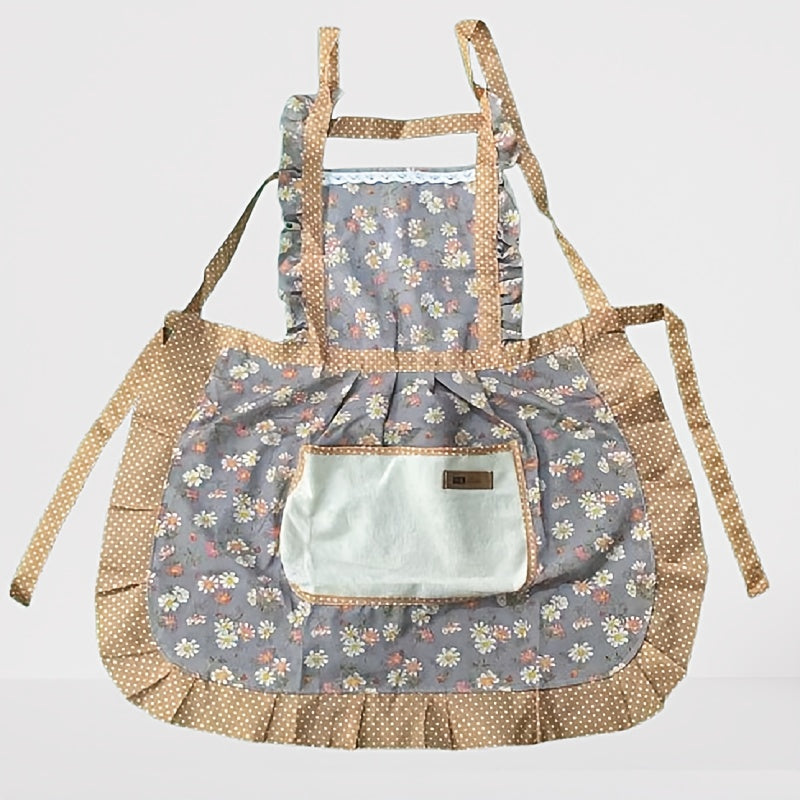 Delantal de Lona con Flores Encantadoras y Bolsillos - Transpirable, Uniforme para Chef y Camarero, Accesorio Ideal para la Cocina, Regalo Perfecto para Semana Santa, Halloween, Navidad