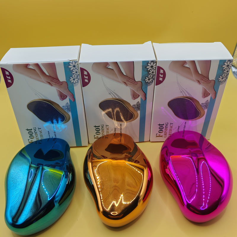Eliminador de Piel Dura - Lima para Pies No Eléctrica, Exfoliante Nano Vidrio Beige Claro y Eliminador, Cuidado de Pies Suave sin Pilas (Rojo/Azul/Amarillo) - Ideal para Hogar, Salón o Viaje - Herramienta Ergonómica Manual, Dispositivo de Pedicura Portát