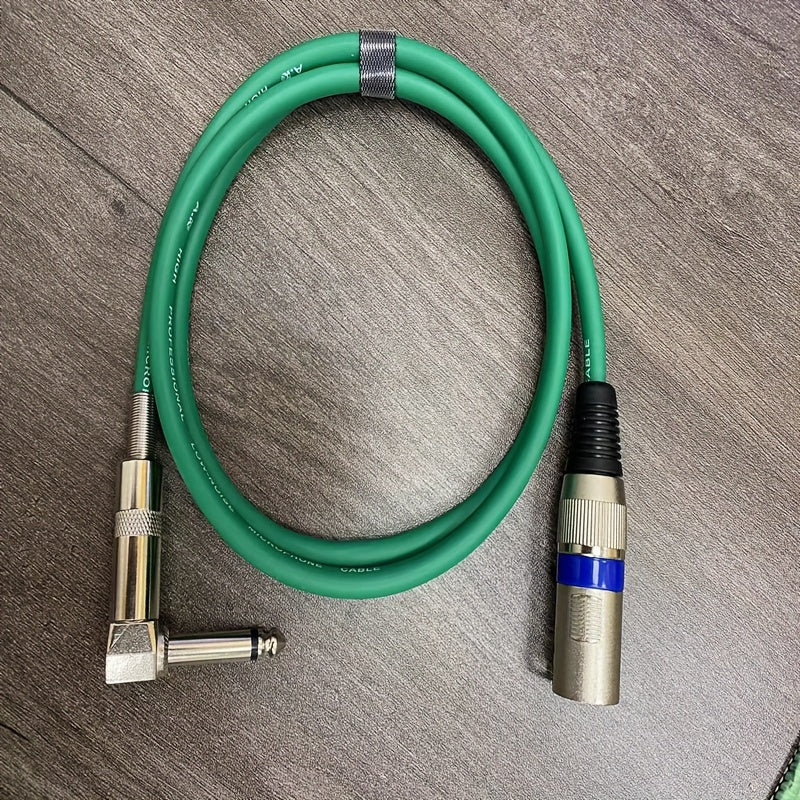 Cable de Audio de Alta Calidad de 6.5mm Macho a Hembra con Conector de Ángulo Recto - Esencial para la Afinación de Micrófonos, Fiestas y Eventos Festivos, Cable Coaxial Verde Duradero