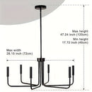 Lámpara de Techo Metálica Negra de 6 Luces Estilo Industrial Americano Sencillo y Renovado, Adecuada para Sala de Estar, Comedor, Dormitorio, Isla de Cocina, Luz Colgante Decorativa, Instalación Fácil, Estilo Versátil, Compatible con Cabeza de Lámpara E1